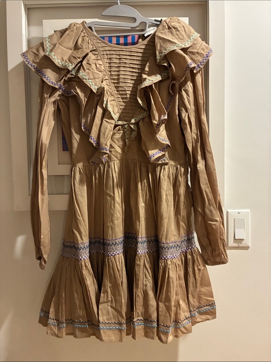 Something Navy Dresses & Skirts - Something Navy Brown Ruffle-Front Cotton Dress